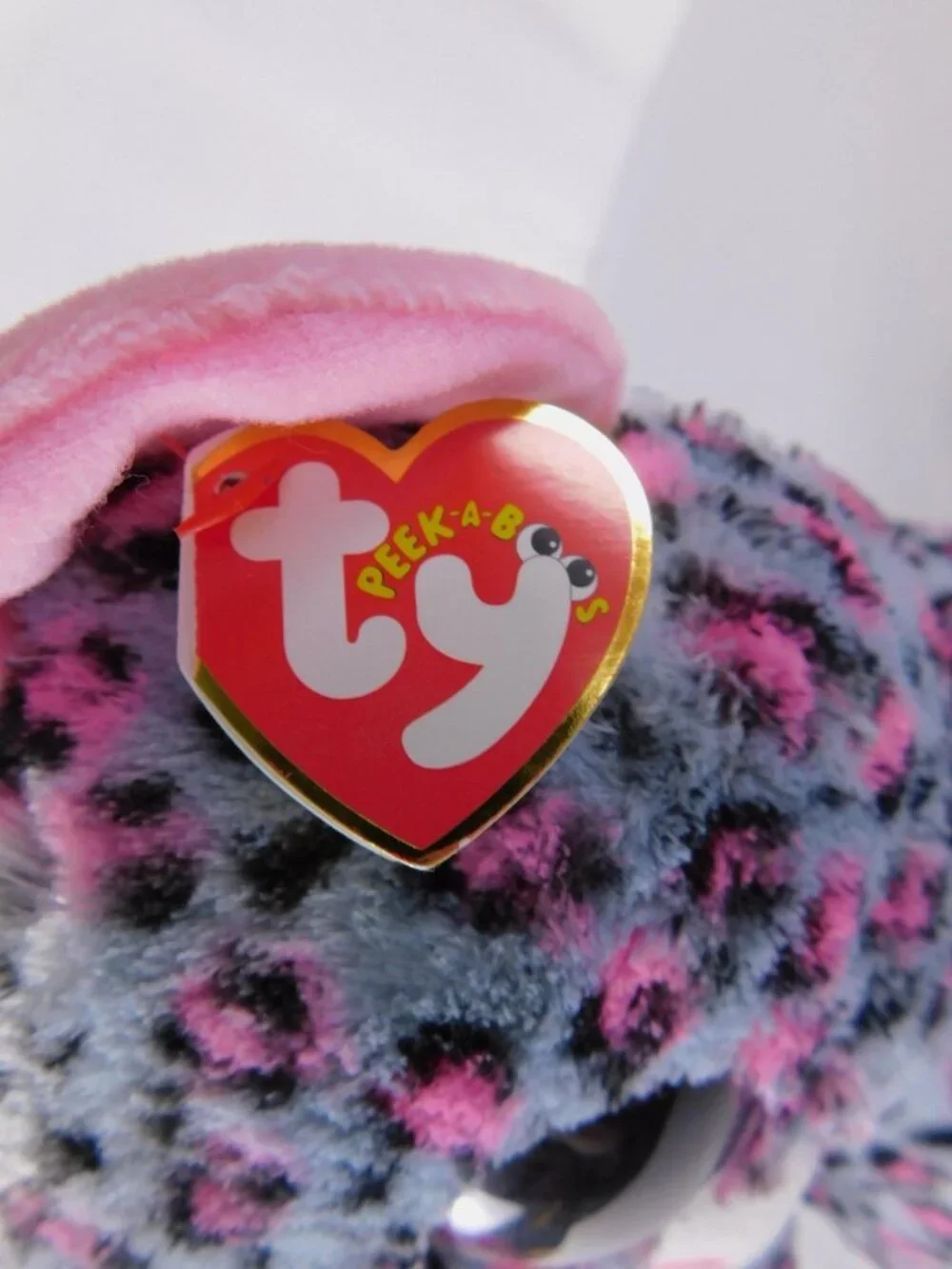 Ty Peek-A-Boos Trixi Gray Pink Cat Plush Small Stuffed Animal Toy Washable